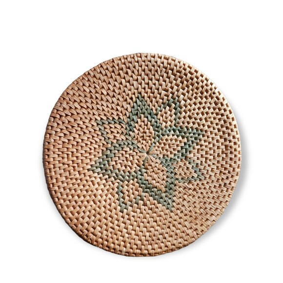 Hand Woven Large Boho Basket Lotus Flower Storage Basket With Lid 12"x3.5" - Picture 6 of 8